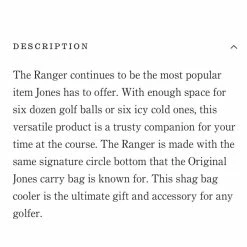 Jones Golf Ranger - All Black Shag Bag / Cooler. List Price $55.00 -Mullie Golf Shop IMG202301200704453694296241026